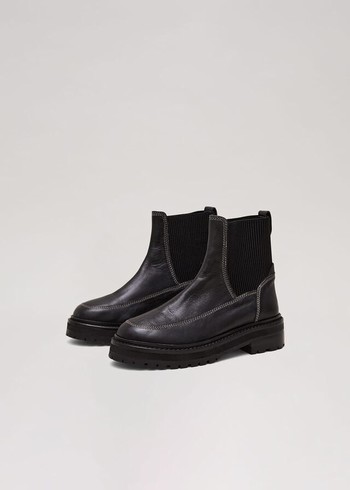 Phase Eight Black Feature Stitch Chunky Chelsea Boots Black Canada | YIZMJC-816